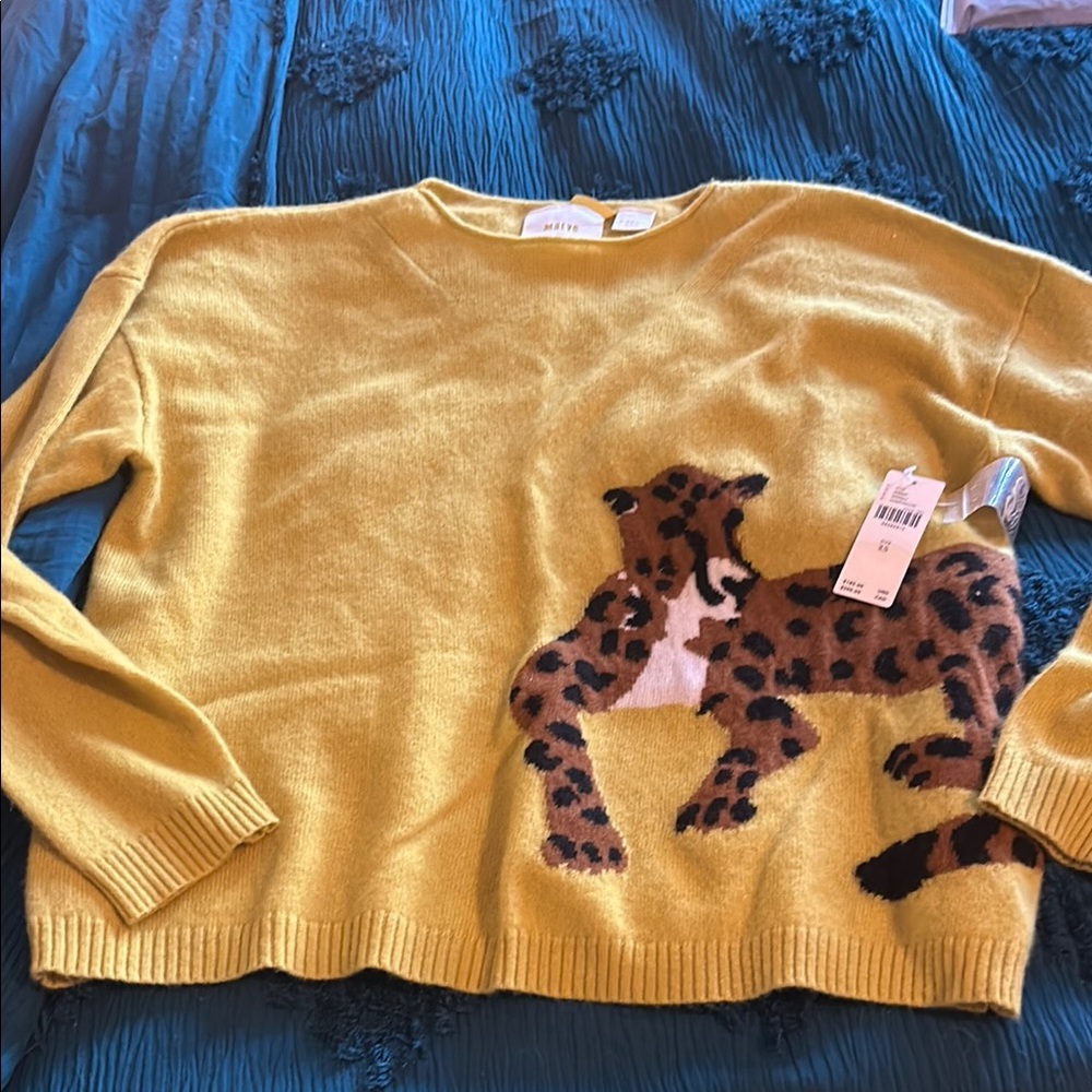 NWT Anthropologie Maeve 100% Cashmere Tiger Sweater